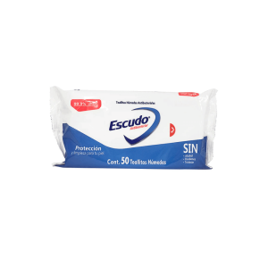 WIPES ANTIBACTERIAL ESCUDO C/50 PZAS